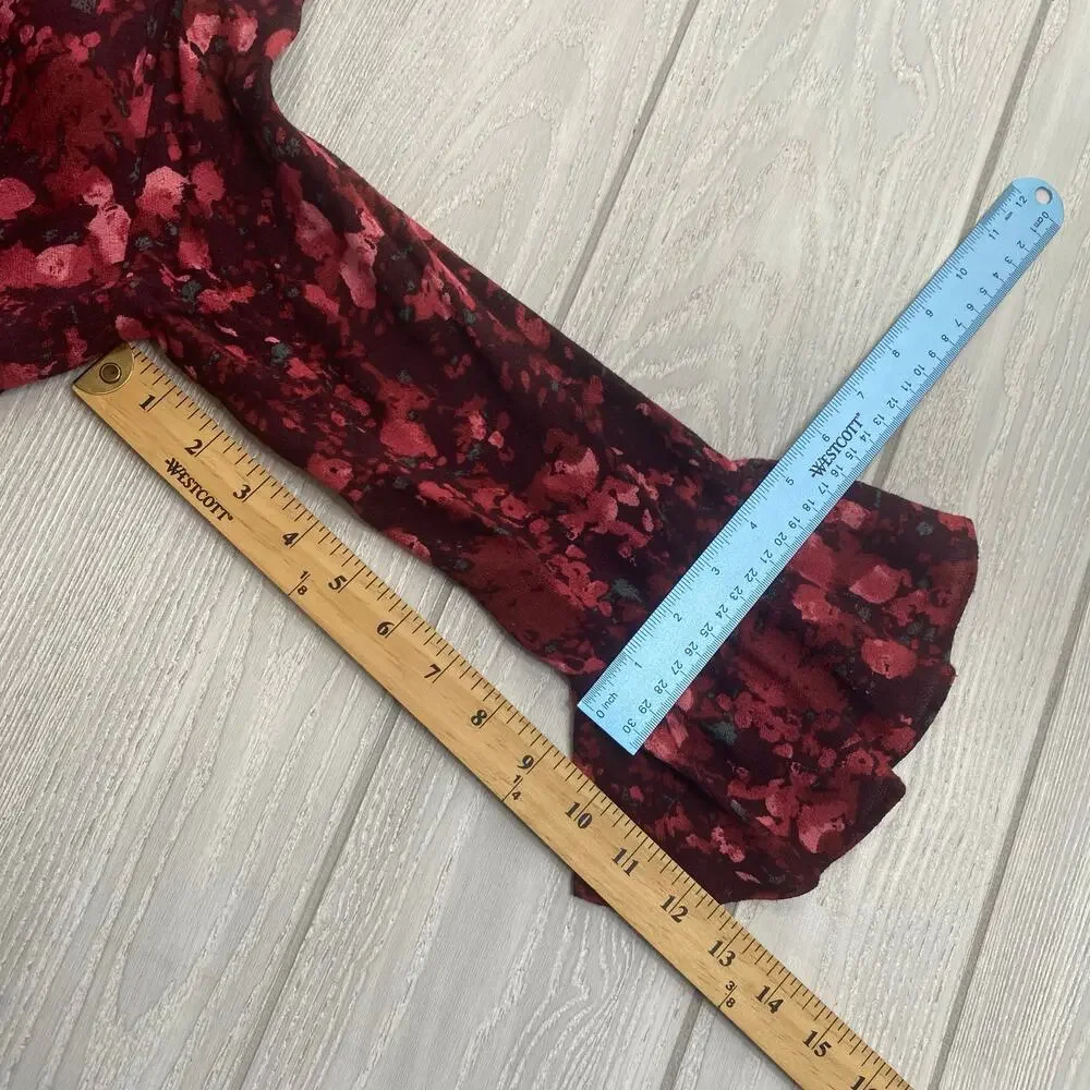 Free People Women's Berry Burgundy All The Right Ruffles Romper Size Small